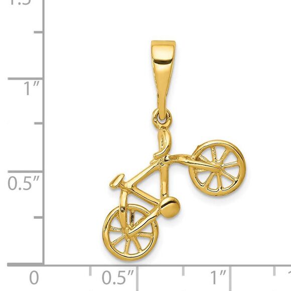 Noriko.I✾14kgf 14k Yellow Gold Solid 3D Bicycle Pendant, 19 x 26mm (3/4 x 1 Inch)